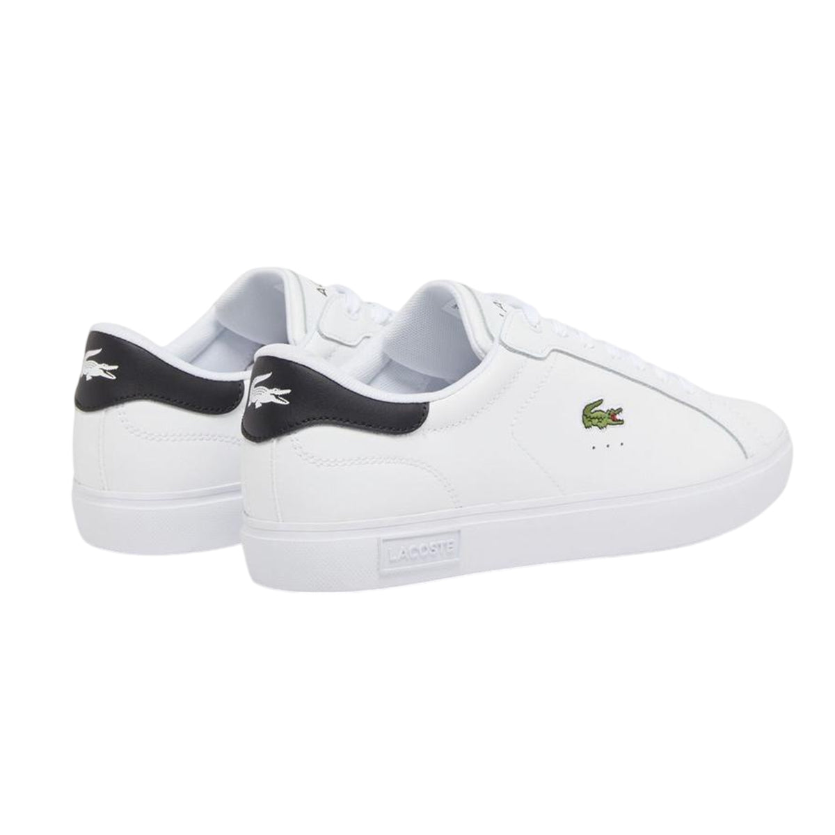 Lacoste Mens Powercourt Leather Flat Trainers White/Black