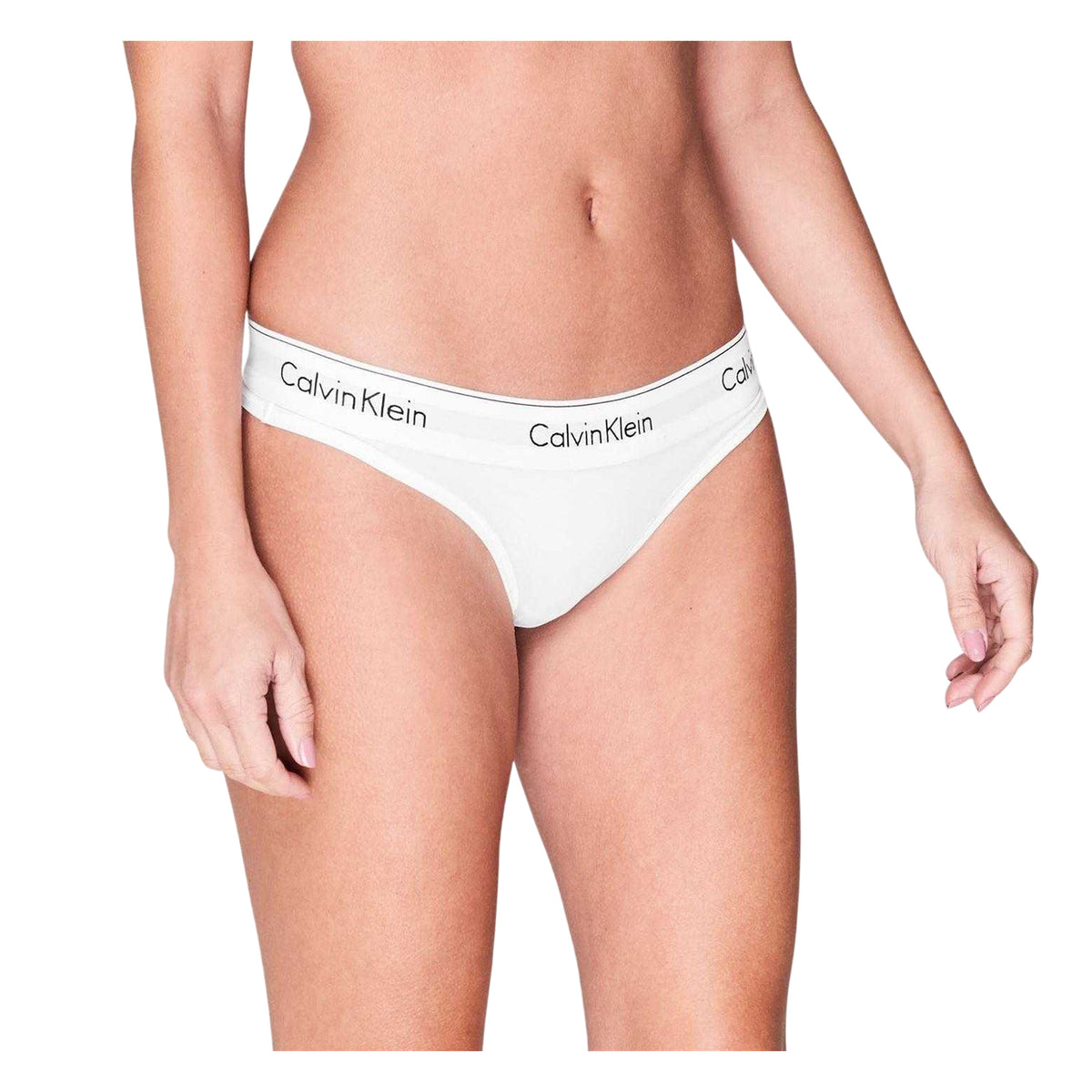 Calvin Klein Womens Logo Cotton Blend Thong White