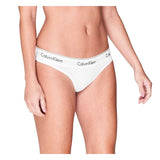 Calvin Klein Womens Logo Cotton Blend Thong White