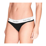 Calvin Klein Womens Logo Cotton Blend Thong Black