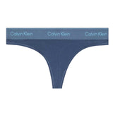 Calvin Klein Womens Logo Cotton Blend Thong Dark Denim
