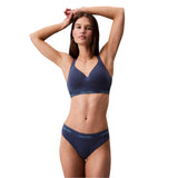 Calvin Klein Womens Logo Cotton Blend Thong Dark Denim