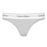 Calvin Klein Womens Logo Cotton Blend Thong Grey