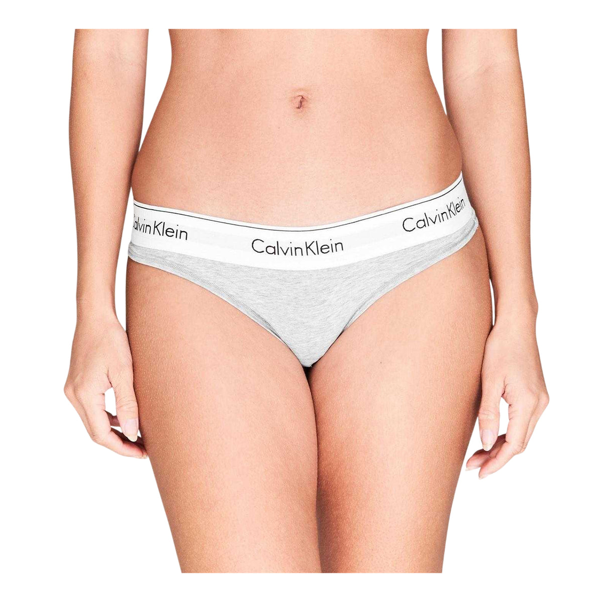 Calvin Klein Womens Logo Cotton Blend Thong Grey