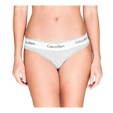 Calvin Klein Womens Logo Cotton Blend Thong Grey