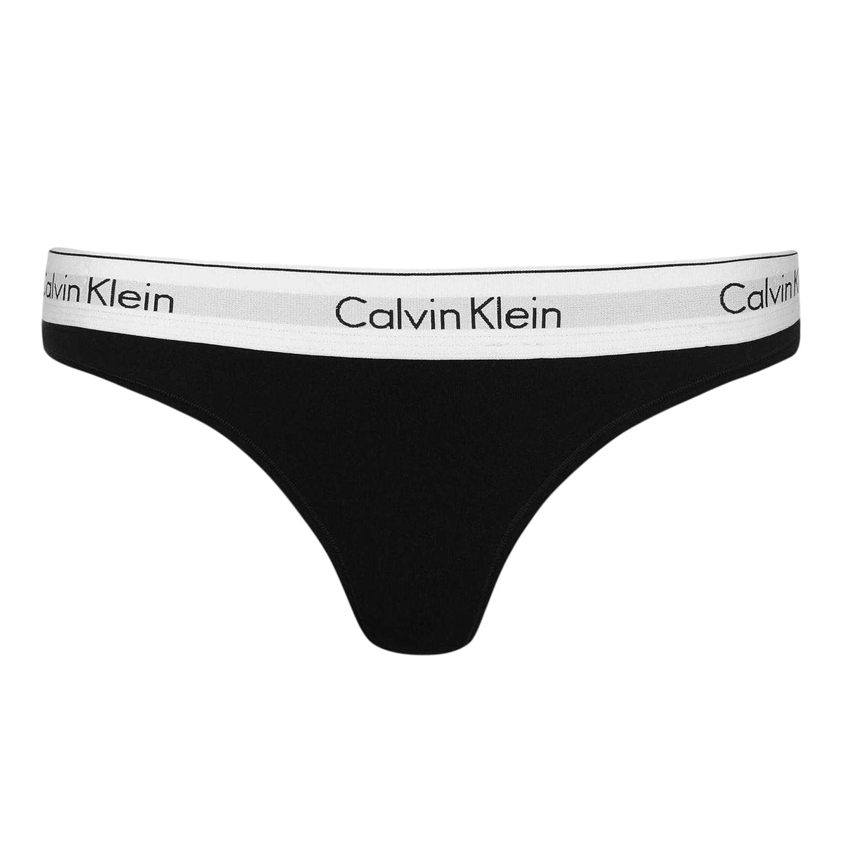 Calvin Klein Womens Logo Cotton Blend Thong Black