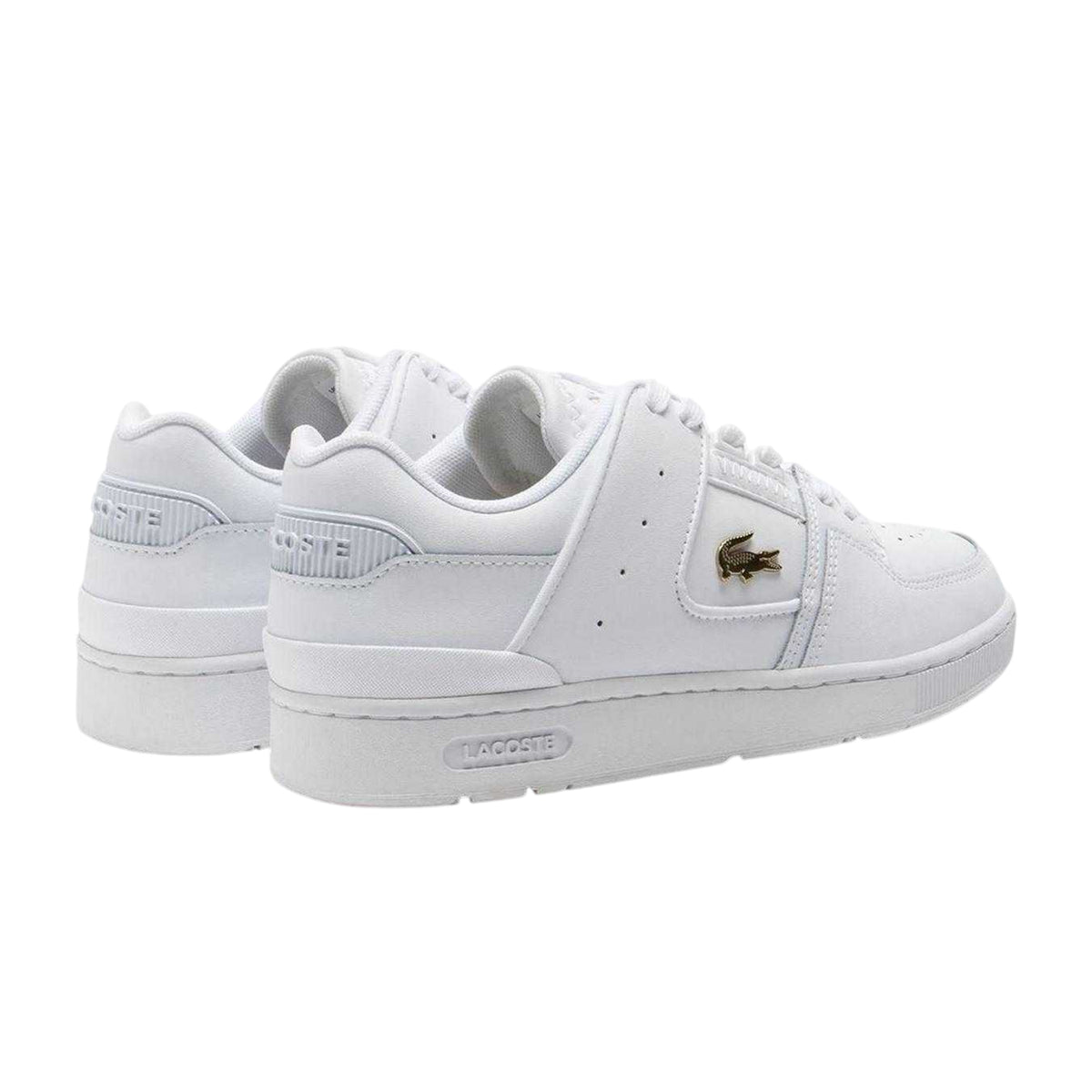 Lacoste Womens Court Cage Leather Trainers White Gold