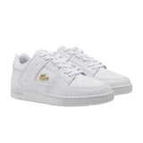 Lacoste Womens Court Cage Leather Trainers White Gold