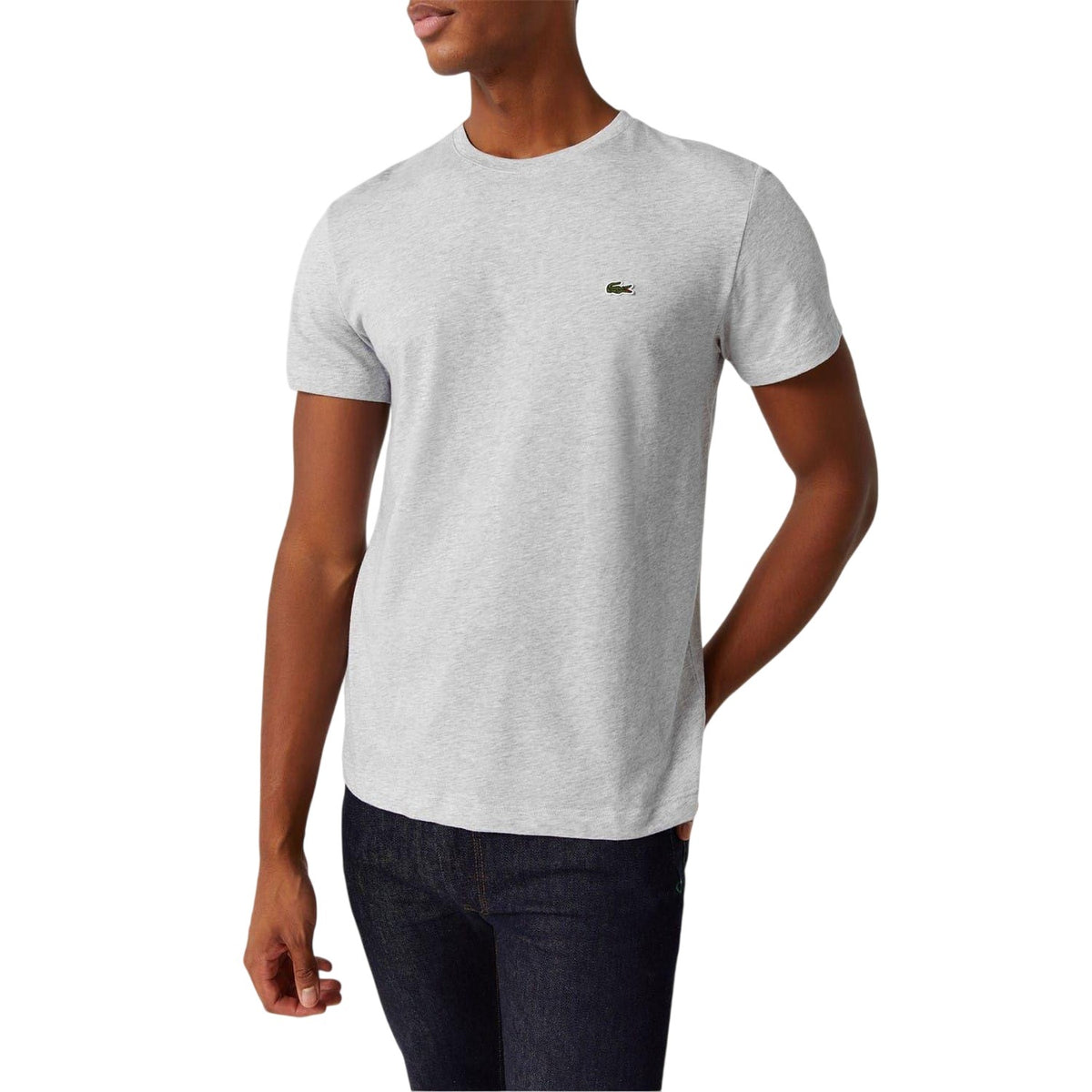 Lacoste Mens Logo Premium Cotton T-Shirt Light Grey
