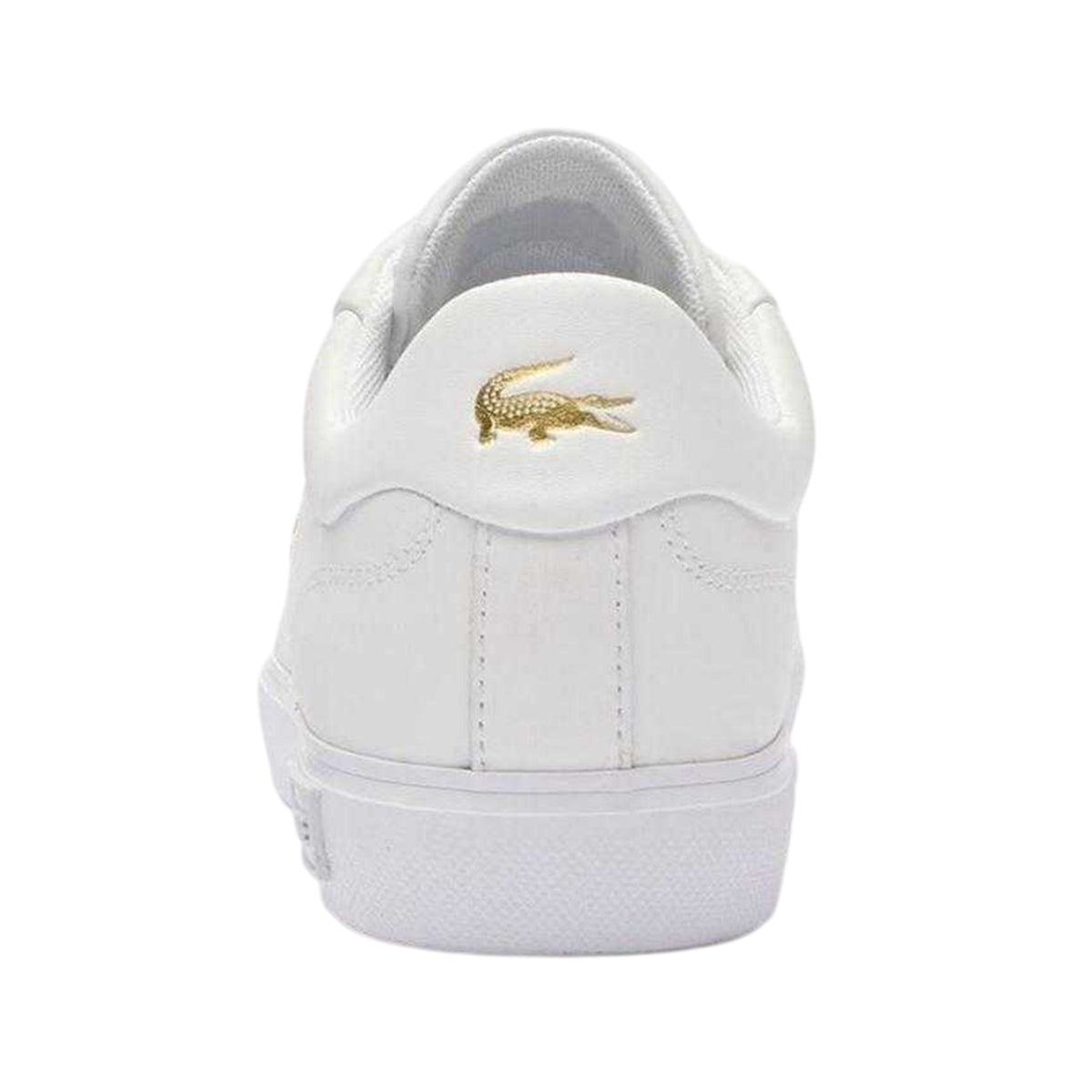 Lacoste Womens Powercourt 2.0 Leather Trainers White/Gold