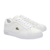 Lacoste Womens Powercourt 2.0 Leather Trainers White/Gold