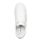 Lacoste Womens Powercourt 2.0 Leather Trainers White/Gold