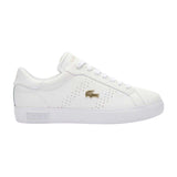 Lacoste Womens Powercourt 2.0 Leather Trainers White/Gold