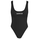 Calvin Klein Womens Logo One Piece Swimsuit Black