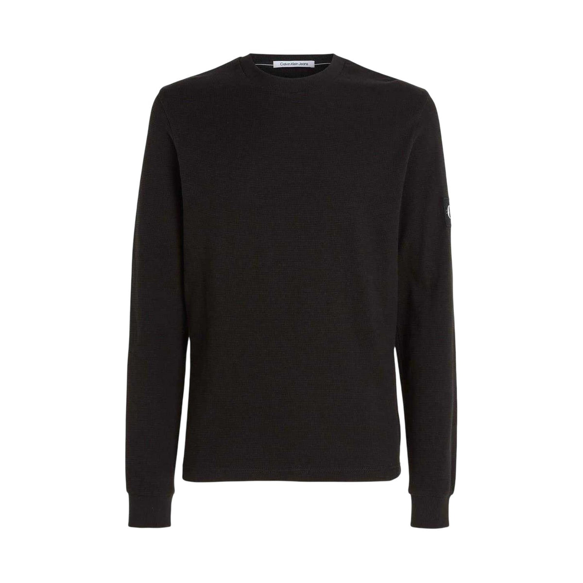 Calvin Klein Mens Waffle Long-Sleeved Top Black
