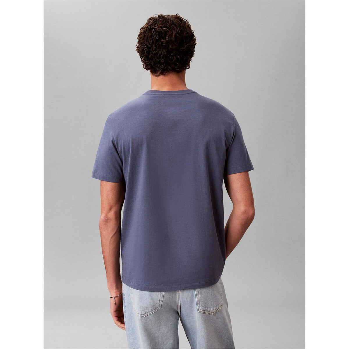 Calvin Klein Mens Box Logo Cotton Crew Neck Regular T-Shirt Nomad