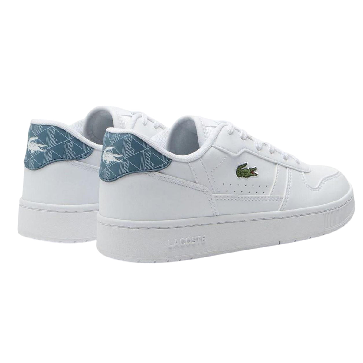 Lacoste Kids T-Clip Set Leather Trainers White/Blue