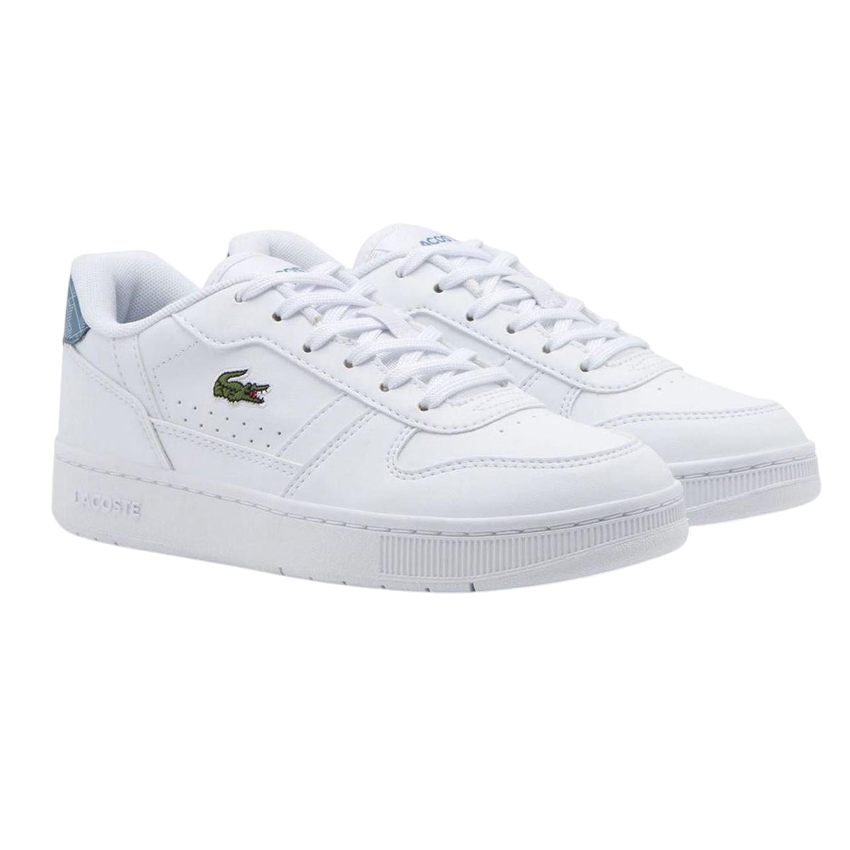 Lacoste Kids T-Clip Set Leather Trainers White/Blue