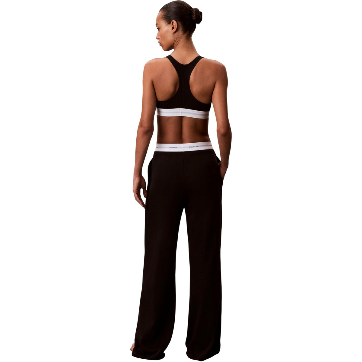 Calvin Klein Womens Jersey Open Hem Jogging Bottoms Black