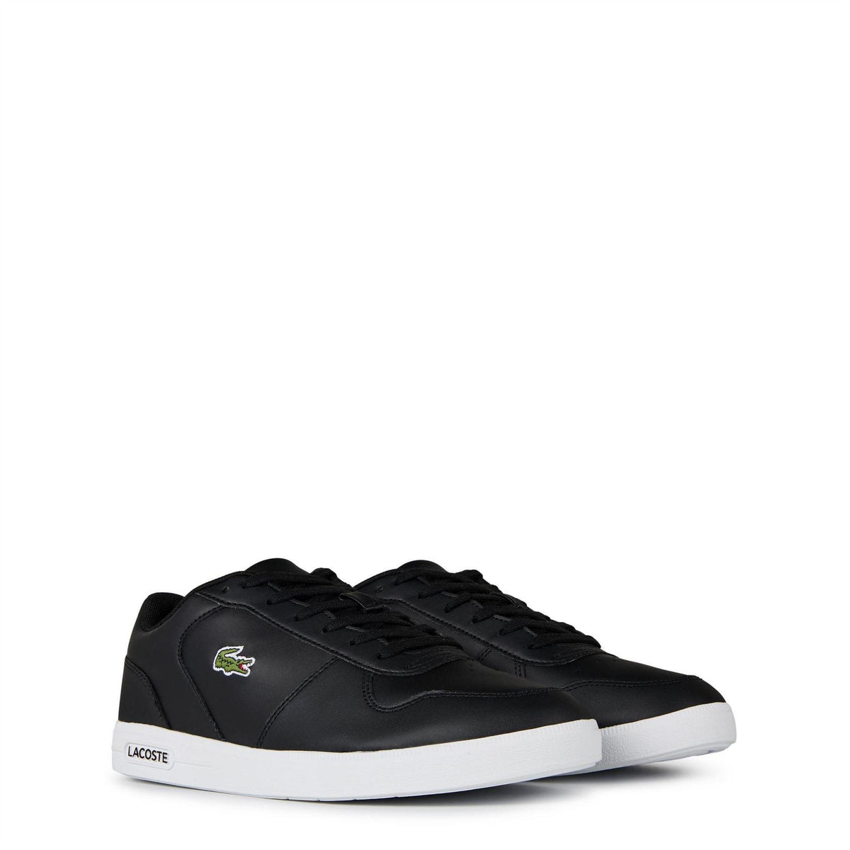 Lacoste Mens Leather Trainers Black/White