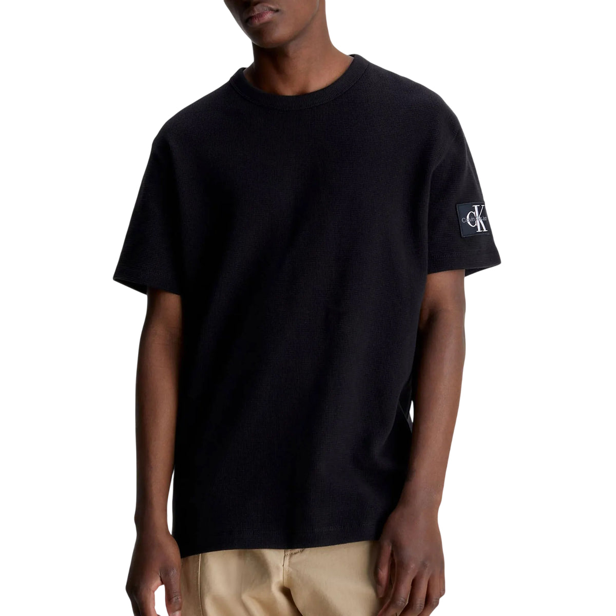 Calvin Klein Mens Waffle Boxy T-Shirt Black