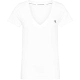 Calvin Klein Womens Embroidered Stretch V Neck T-Shirt Bright White