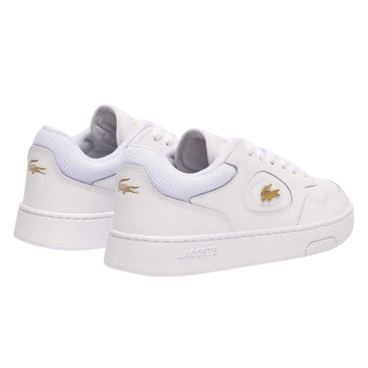 Lacoste Womens Lineset Leather Flat Trainers White/Gold