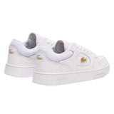 Lacoste Womens Lineset Leather Flat Trainers White/Gold