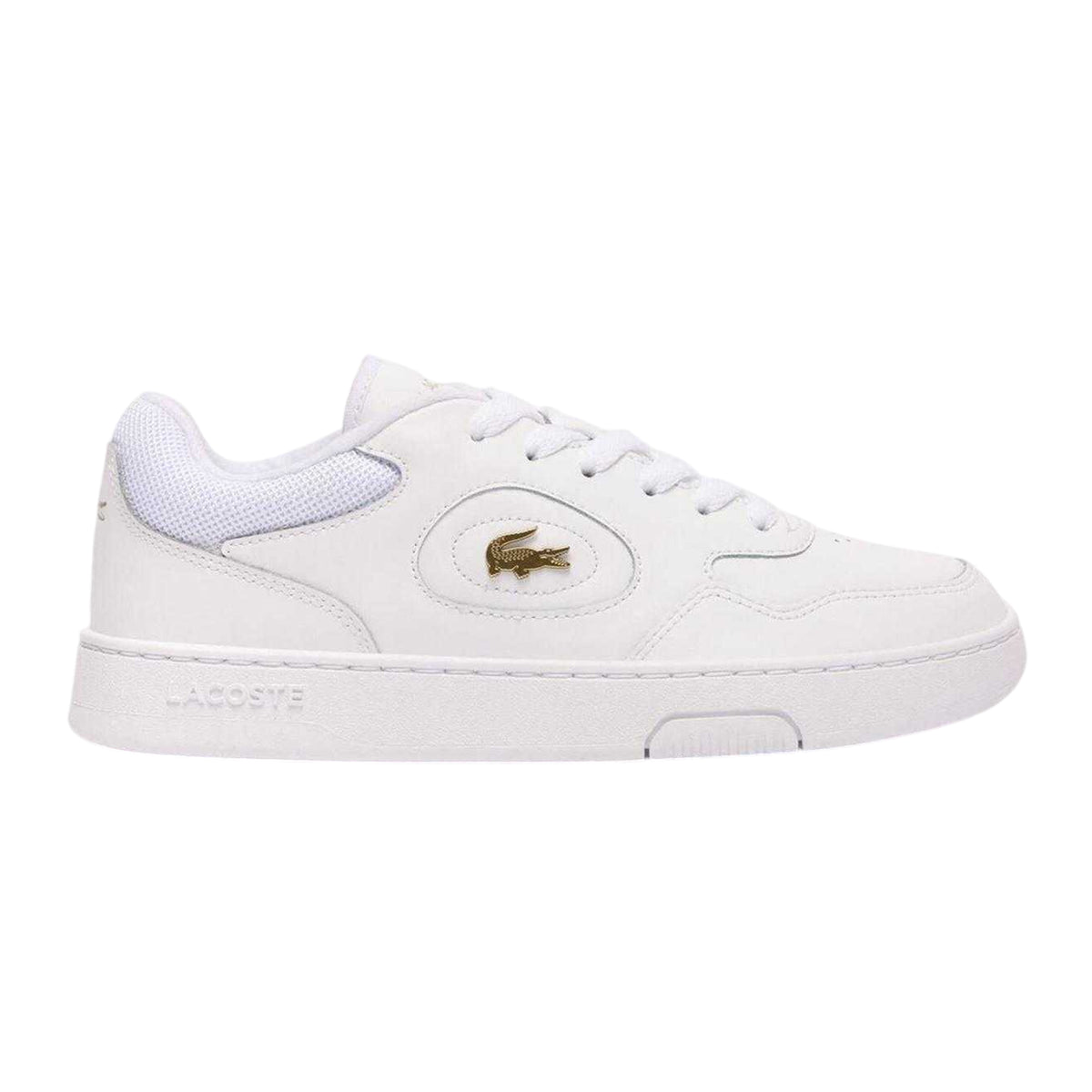Lacoste Womens Lineset Leather Flat Trainers White/Gold