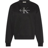 Calvin Klein Womens Logo Long-Sleeved Sweatshirt Black