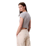 Calvin Klein Womens Logo Slim Crop T-Shirt Grey Heather