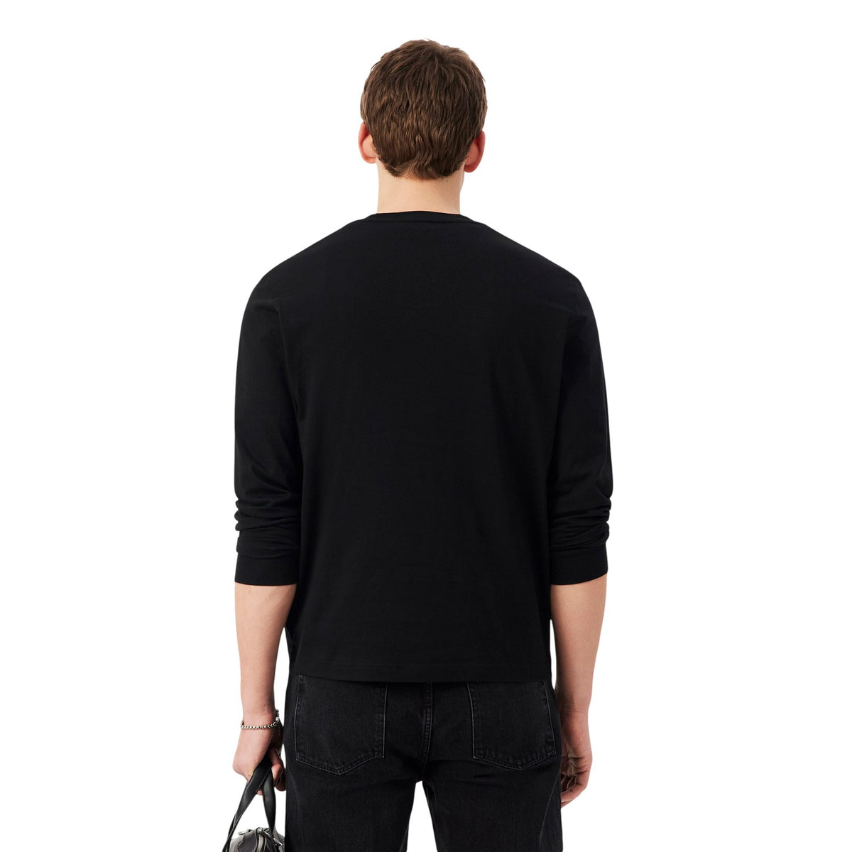 Lacoste Mens Crocodile Print Cotton Regular Long-Sleeved T-Shirt Black