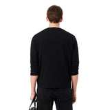 Lacoste Mens Crocodile Print Cotton Regular Long-Sleeved T-Shirt Black