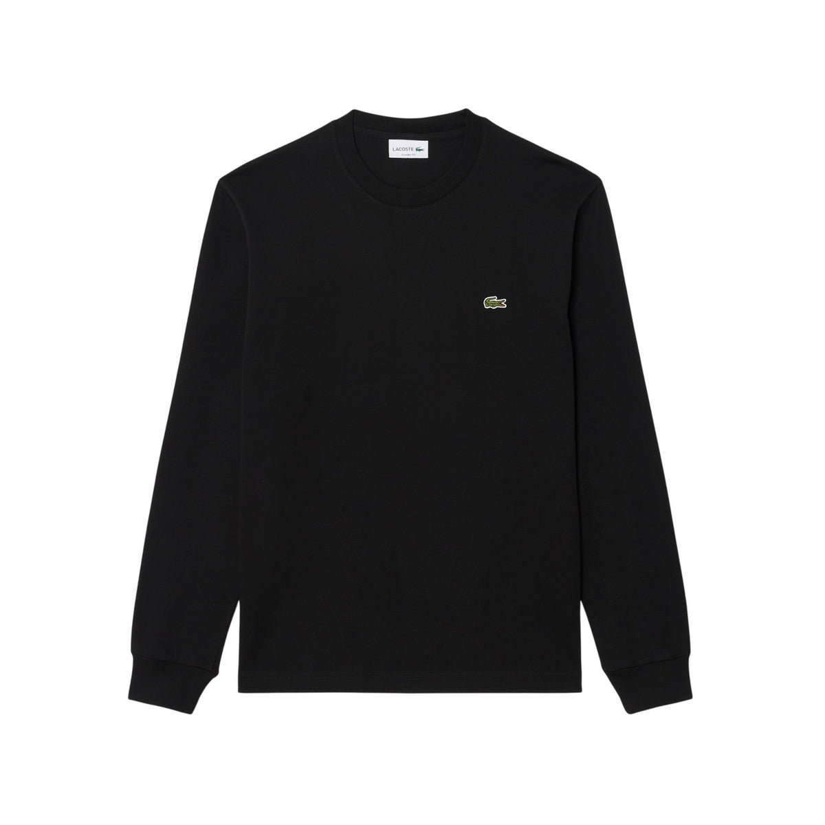 Lacoste Mens Crocodile Print Cotton Regular Long-Sleeved T-Shirt Black