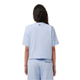 Lacoste Womens Logo Crew Neck Crop T-Shirt Blue