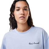 Lacoste Womens Logo Crew Neck Crop T-Shirt Blue