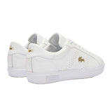 Lacoste Womens Powercourt 2.0 Leather Trainers White/Gold