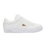 Lacoste Womens Powercourt 2.0 Leather Trainers White/Gold