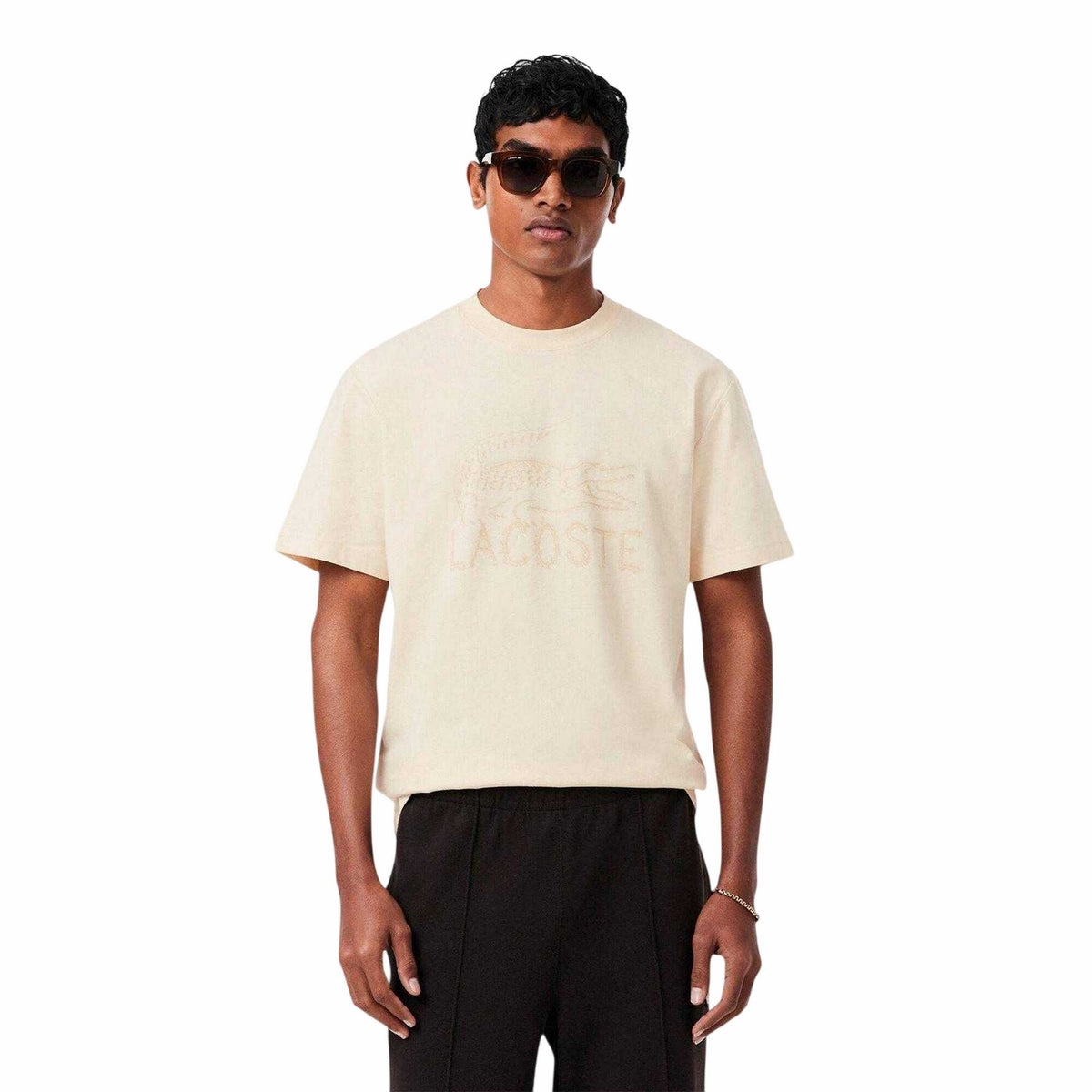 Lacoste Mens Logo Cotton T-Shirt Beige