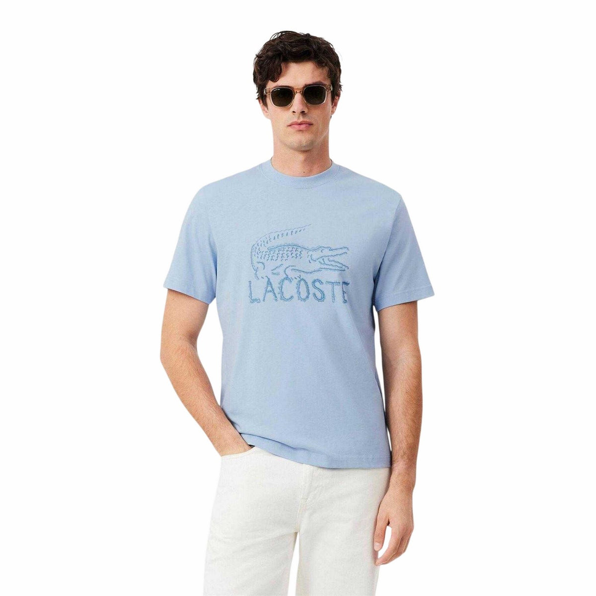 Lacoste Mens Logo Cotton T-Shirt Blue
