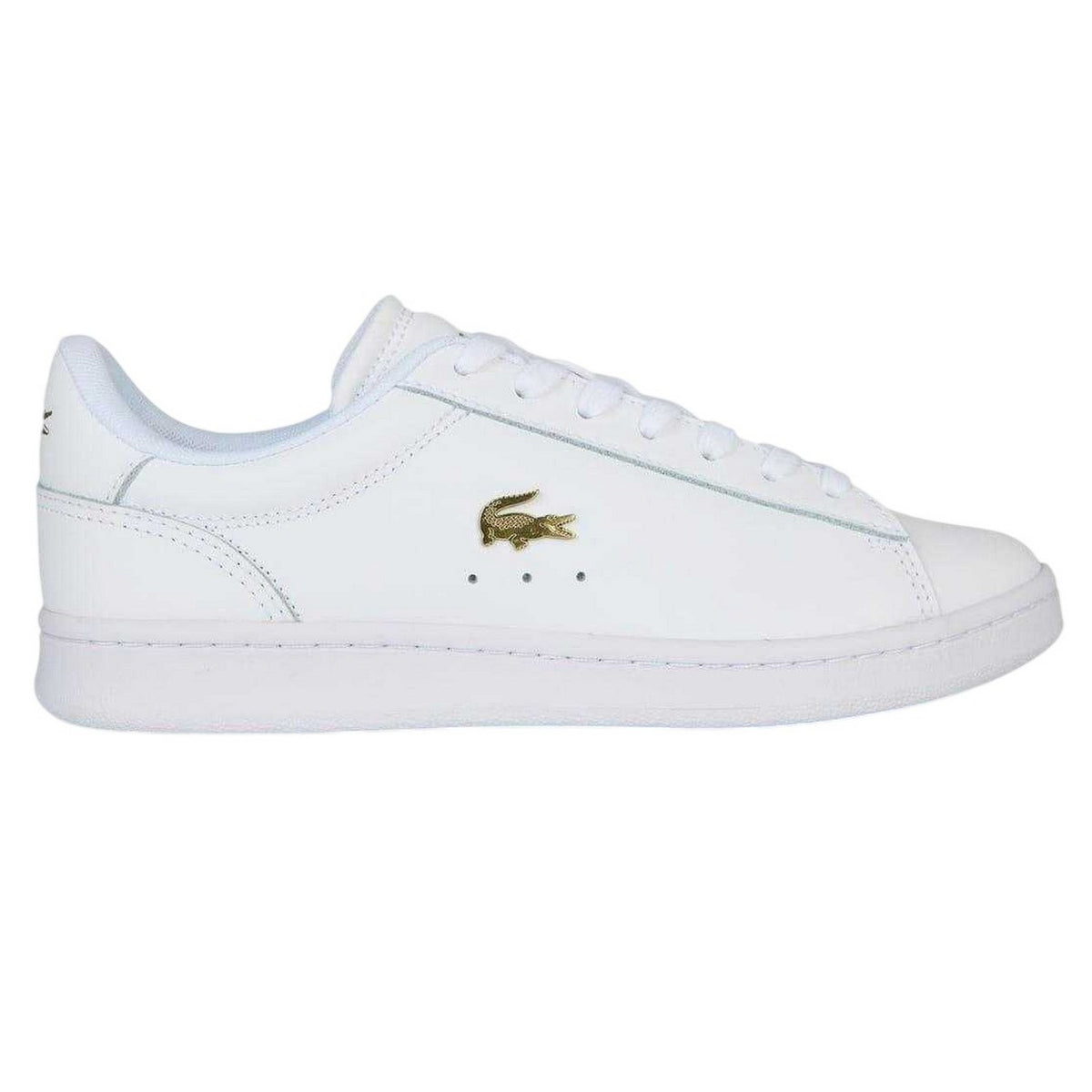 Lacoste Womens Carnaby Leather Flat Trainers White/Gold