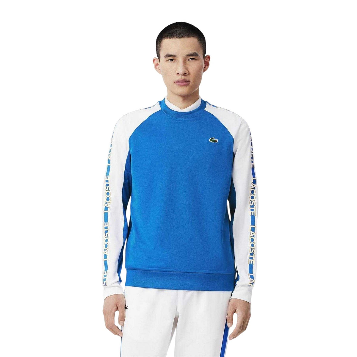 Lacoste Mens Colour Block Stripe Sweatshirt Blue/White
