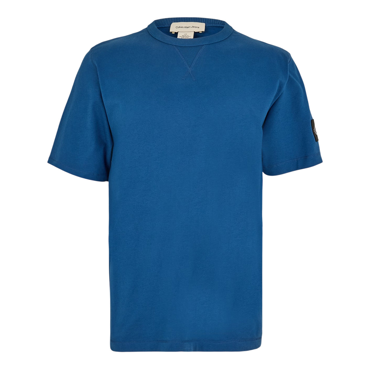 Calvin Klein Mens Badge Crew Neck Regular T-Shirt Blue