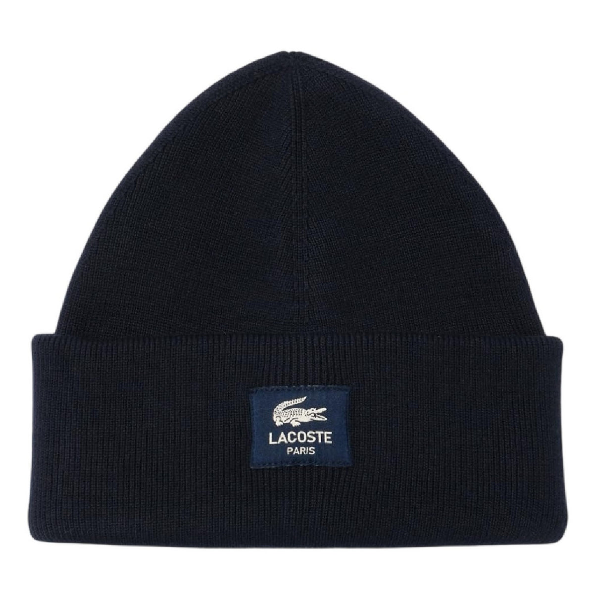 Lacoste Patch Rib Knit Beanie Black
