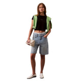 Calvin Klein Womens Mono Logo Ribbed Crop Top Black