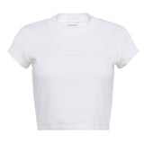 Calvin Klein Womens Mono Logo Ribbed Crop Top White