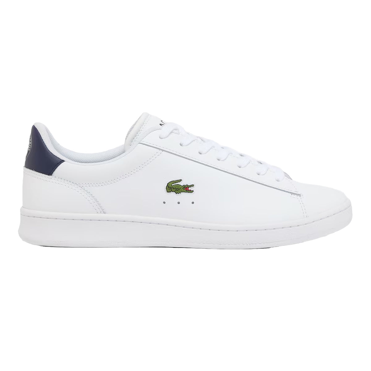 Lacoste Mens Carnaby Leather Flat Trainers White/Navy