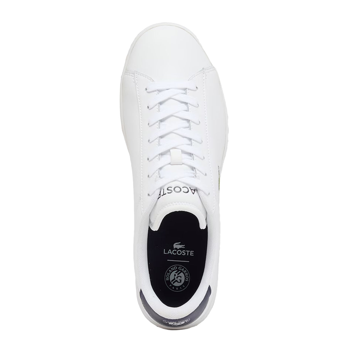 Lacoste Mens Carnaby Leather Flat Trainers White/Navy