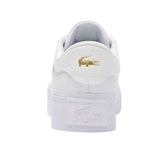 Lacoste Womens Ziane Leather Platform Trainers White/Gold