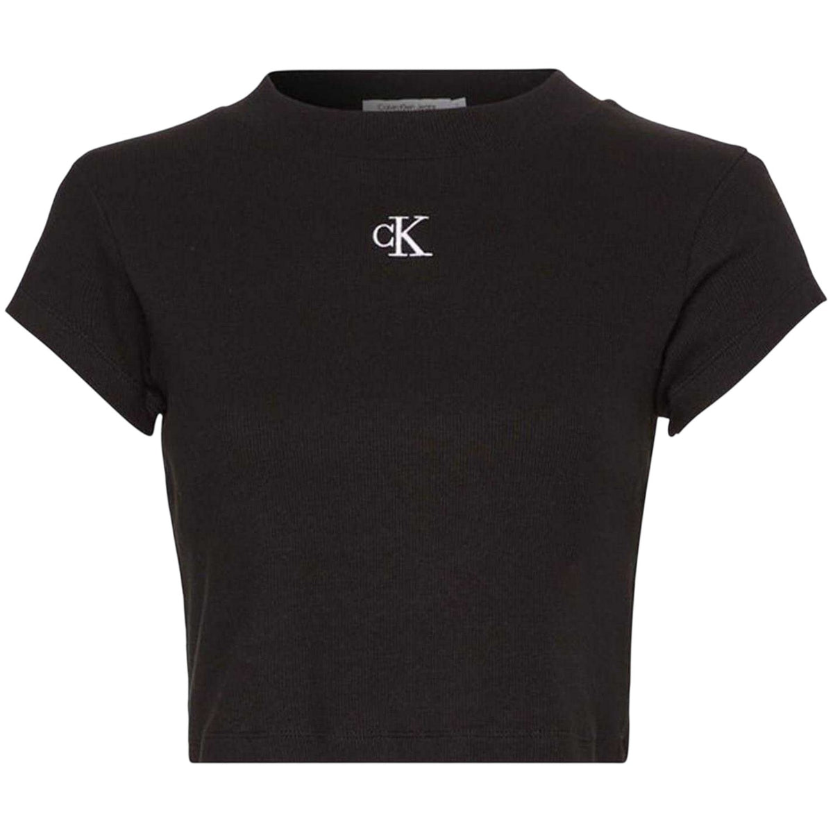 Calvin Klein Womens Mono Ribbed Crop T-Shirt Black